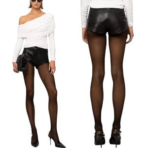 NWT NONCHALANT LABEL Cass Faux Leather Black Shorts Large